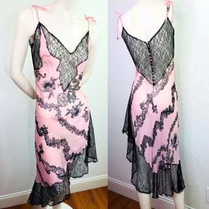 Jasmine Di Milo Lace Silk Slip Dress Pink Black M